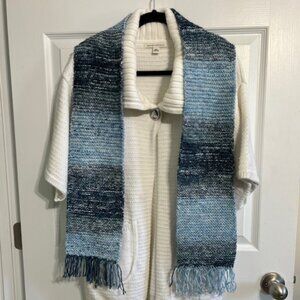 Handmade Denim Blue Crocheted Scarf 62" x 6" Soft Acrylic Yarn Cozy Winter